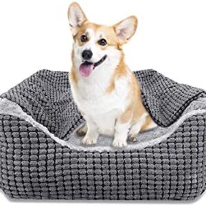 JOEJOY Rectangle Dog Bed Warm Hooded Puppy Bed for Large Medium Small Dogs, Luxury Super Soft Pet Cave Bed Medium Washable, Fits Up To 20/30/40/60lbs Pets