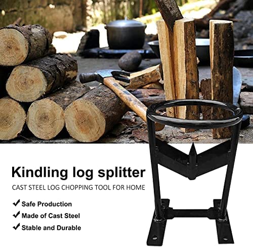 YAOJIA Firewood Kindling Splitter Steel Firewood Kindling Splitter, Manual Log Wood Splitter Racker, High-Impact Kindling Cracker Firewood Cutter For Home Campsite,Black (Color : Black) - Image 5