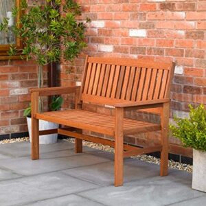 garden mile Two Seater Hardwood Garden Patio Bench 2 Seat Chair Garden Furniture Outdoor Chair Easy Assembly Waterproof Weatherproof Seating