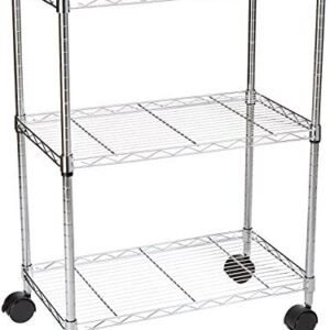 Amazon Basics 3-Shelf Shelving Unit on Wheels - Chrome