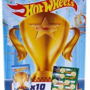 Hot Wheels GWN97 Rewards Car Pack of 10 Individually Wrapped 1:64 Scale Die-Cast Vehicles in Opaque Bags with Gold Stickers, for Kids 3 Years Old & Up, Multicolor, 3.81 cm*8.89 cm*3.81 cm
