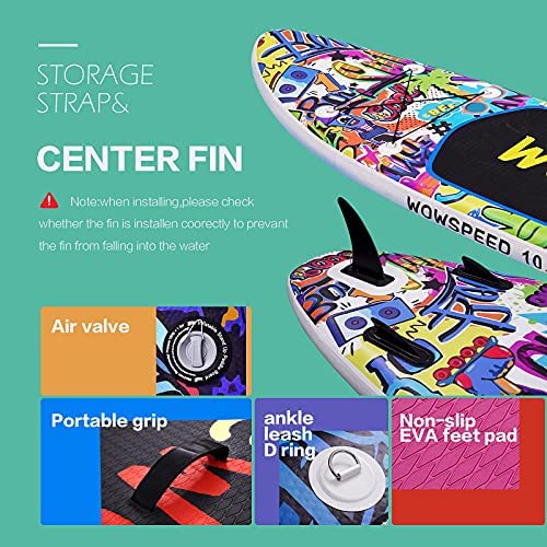 WOWSPEED Inflatable Stand Up Paddleboard,10.5ft Paddle Board Kayak,Inflatable Board Surfboard Kit with Premium SUP Accessories-Backpack, Paddle, Pump,Fin&Repair Kit, for Thick Adult Youth Kid (E) - Image 3