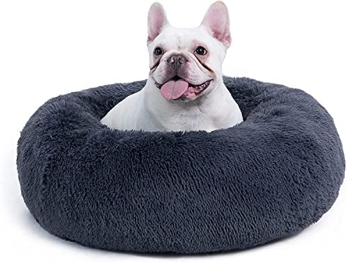 Bedsure Small Dog Bed Donut - Fluffy Calming Cat Beds for Indoor Cats Large, Round Washable Small Bed for Puppy Dog, Grey, 50×50×16cm - Image 7