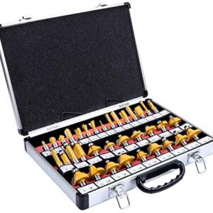 HSEAMALL 35PCS 12.7mm 1/2'' Shank TCT Tungsten Carbide Tipped Router Bit Set,Woodworking Milling Cutter Tool for Electric Router Trimmer
