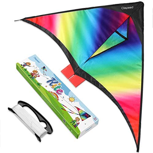 CLISPEED Rainbow Kite for Kids,with String and Long Colorful Tail, Easy to Fly Delta Kites for Kids Beach Park Outdoor Games Activities (Rainbow) - Image 7