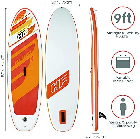 Bestway Hydro-force SUP, Aqua Journey Set Stand Up Paddle Board with Hand Pump and Travel Bag, 9 ft - Image 2