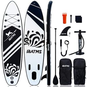IBATMS 10'6"×32"×6" Inflatable Stand Up Paddle Board with Premium SUP Accessories & Backpack, Non-Slip Deck, Leash,Fin,Paddle and Hand Pump for Youth & Adult