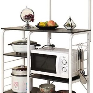 sogesfurniture 3 + 4 Tier Kitchen Baker's Rack Spice Rack Microwave Oven Shelf Unit Kitchen Storage Organizer Rack Workstation Standing Shelf, Black Walnut 172-BK-BH