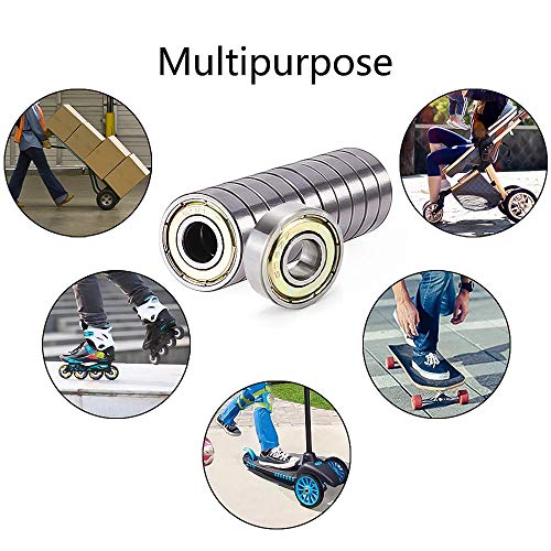 DELSEN 20 Pcs 608 ZZ Ball Bearings Carbon Steel Skateboard Bearings Sealed Radial Miniature Deep Groove Ball Bearing for Longboar, Kick Scooter Roller Skates - Image 6
