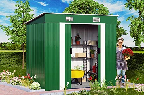 Deuba tool shed green made of metal 185 x 108 tool shed with ventilation and sliding door - Image 2