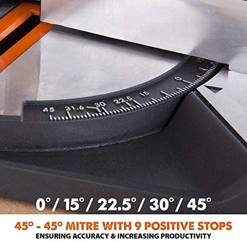 Evolution Power Tools 046-0001A R210CMS Compound Saw with Multi-Material Cutting, Bevel, 45 Degree Mitre, 3-Year Warranty, 1200 W, 230 V-Domestic - Image 10