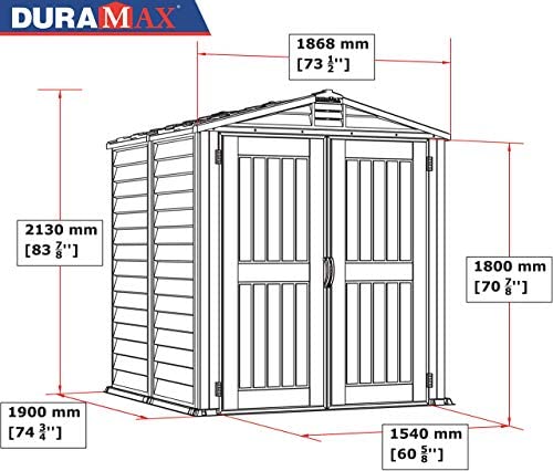 Duramax StoreMate 6' x 6' PLUS Plastic Garden Shed with Plastic Floor & Fixed Window - Anthracite & Adobe - 15 Years Warranty - Image 5