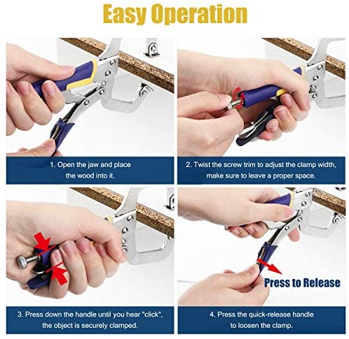 Nuovoware Premium Face Clamp, Locking C Clamp 3 Pack 17.5cm with Swivel Pads, Metal Pocket Hole Clamp Locking Plier Table & Tool Vise Grip for DIY Woodworking, Welding, Cabinetry, Pocket Hole Joinery - Image 6