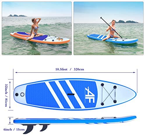 ALIFUN SUP Inflatable Stand Up Paddle Board Capacity Weight 200 Kgs Standing Boat 6 Inches Thickness with Non-Slip Deck - Adjustable Paddle - Pump - Backpack - Leash - Image 4