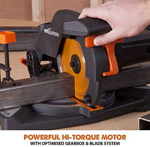 Evolution Power Tools 046-0001A R210CMS Compound Saw with Multi-Material Cutting, Bevel, 45 Degree Mitre, 3-Year Warranty, 1200 W, 230 V-Domestic - Image 9