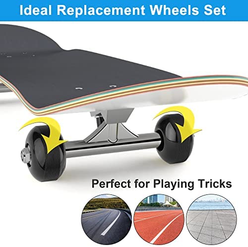 NONMON 4Pcs Skateboard Wheels with Bearings ABEC-9, 52mm 95A Hard for Skateboard Park Tricks Skills Roller Skates, 60mm 78A & 70mm 80A Soft for Cruiser Pro Longboard Street Cruising - Image 6