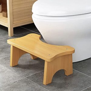 POHOVE 7 Inch Toilet Stool,Squatting Toilet Stool,Bamboo Toilet Stool,Bathroom Toilet Stool,Toilet Potty Stool For Bathroom,Men,Women(Primary)