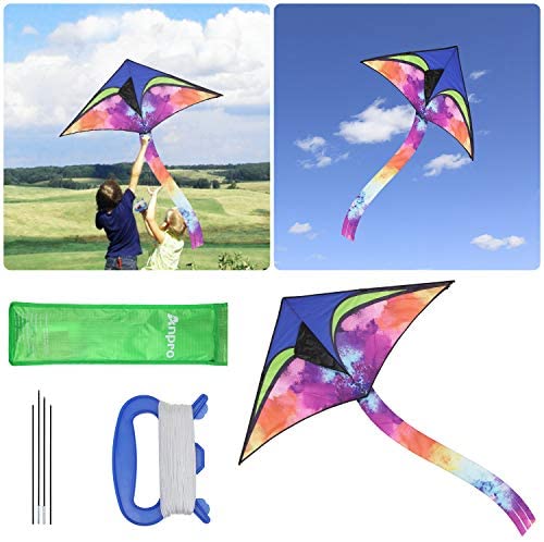 Anpro Huge Colorful Kite for Kids and Adults with 30m/98 Feet Kite String Line, Flying Toys for Outdoor Games - Image 5