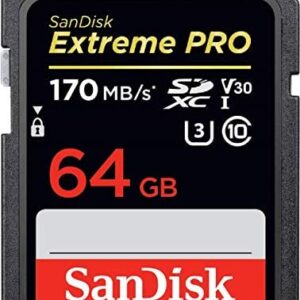 SanDisk Extreme PRO 64GB SDXC Memory Card up to 170MB/s, UHS-1, Class 10, U3, V30, Black