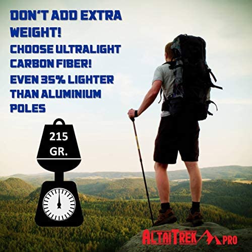 ALTAITREK PRO Telescopic carbon fiber trekking poles with quick locking system, ultralight for hiking, mountain, camping. Natural cork handle. Sticks. Baton. Pair - Image 2