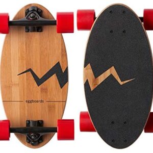 Eggboards Mini Longboard The Original - Bamboo Wood Cruiser Skateboard for Adults and Kids. Easy to Carry, Smooth to Ride