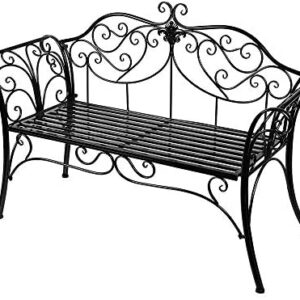 2 Seater Garden benches Garden Seat Outdoors Furnitures Patio Yard 200Kg (Black)