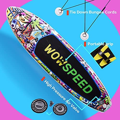 WOWSPEED Inflatable Stand Up Paddleboard,10.5ft Paddle Board Kayak,Inflatable Board Surfboard Kit with Premium SUP Accessories-Backpack, Paddle, Pump,Fin&Repair Kit, for Thick Adult Youth Kid (E) - Image 4