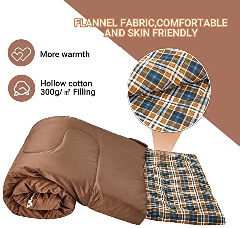 KingCamp Double Sleeping Bag with 2 Pillows Cotton Flannel 4 Season, Sleeping Bags for Adults Kids Winter Warm Waterproof Lightweight Extra-Large 2 Person for Camping Backpacking Hiking Indoor Outdoor - Image 5