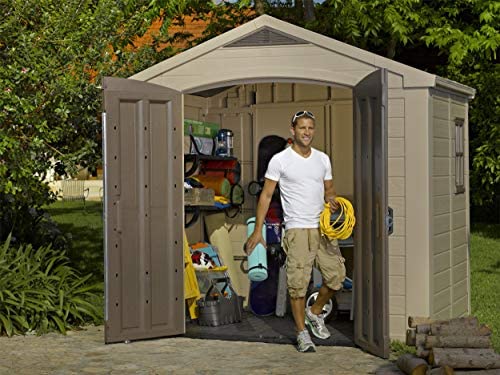 Keter Factor 8 x 6 ft Outdoor Storage Shed, Beige/Brown - Image 11