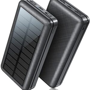 Solar Power Bank 30000mah, High Capacity Solar Portable Charger with 3 Inputs & 2 Usb Output, Waterproof Led Indicator Power Bank Solar for Iphone Tablets Outdoor Activity Solar Charger Power Bank