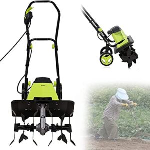 Electric Tiller Cultivator Rotavator, 1500W Powerful Garden Soil Cultivator Rotavator with 6 Steel Blades, 40cm Cutting Width, 22cm Tilling Depth, 10m Power Cable