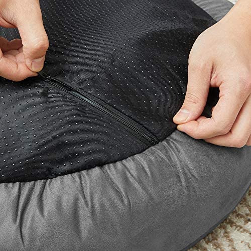FEANDREA Dog Bed, Doughnut Cat Bed, Round, 50 cm Dia., Dark Grey PGW050G02 - Image 7