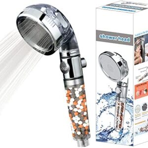 Taqimiti Filtered Shower Head High Pressure for Low Pressure , Rainfall Shower Heads Handheld with Filter for Hard Water to Increase Pressure , 4 Spray Modes and Stop Button Adjustable…