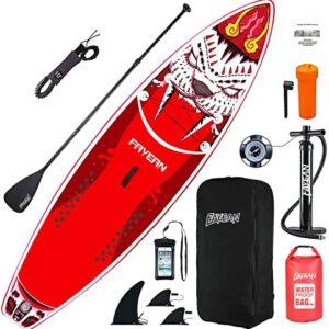 FAYEAN Paddle Board, Inflatable Stand Up Paddleboard SUP Board 10.6' x 33''x 6'' Lightweight Board Includes Pump, Paddle, Backpack, Coil Leash Waterproof Bag Tiger