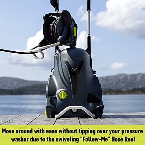 AVA Master P70 Pressure Washer, incl Patio Cleaner, High Power Jet Washer For Car Wash, Garden & Patio Cleaning, 145 Bar 500 L/H 2100 W, Incl Zero-Force Gun, Follow-Me Hose Reel, Zoom Lance - Image 2