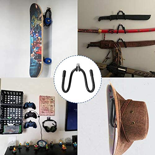 AIEVE Skateboard Wall Mount, 2 Pack Skateboard Hooks Hanger Skateboard Storage Rack with Screws, Wall Bracket Hooks Storage Display for Skateboards, Guitar, Headphones, VR Headset - Image 6