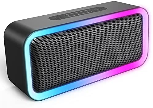2022 RGB Lights Bluetooth Speaker, MEGUO 10W Small Portable Wireless Bluetooth Speaker w/HD Stereo, IPX5 Waterproof, 18H Playtime, Mic, TF Card, Mini Speakers for Home Garden Party Camping Travel