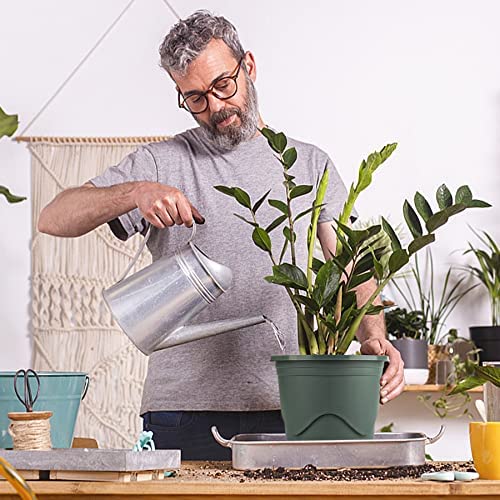 T4U 19CM Plastic Plant Pot with Saucer Set of 6, Root-Control Nursery Seedling Planter Decorative Garden Flower Pot Container Green for Indoor Outdoor Bonsai Plants, Aloe, Herb, Orchid and More - Image 7