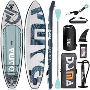 DAMA 10’6’’x32”x6’’ SUP Inflatable Stand Up Paddle Board, Leash, Camera Seat, Pump, Fishing, Surfing, Yoga Touring Board, Fin & Backpack Travel Bag, Floating Paddle, All Round Board Surfing…