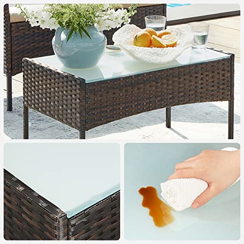 SONGMICS Garden Furniture Sets, Polyrattan Outdoor Patio Furniture, Conservatory PE Wicker Furniture, for Patio Balcony Backyard, Brown and Taupe GGF002K01 - Image 6