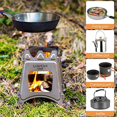 Lixada Camping Wood Stove Portable Wood Burning Stove Lightweight Alcohol Stove for Outdoor Cooking Backpacking Hiking Traveling (Titanium/Stainless Steel) - Image 4