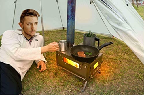Camping Titanium Tent Stove,Wood Burning Stove Portable Ultra-Light Fast Folding Winter Camping Grill Cooking Heater Warmer, Portable Camping Wood Stove Tent Heater - Image 5