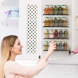 Spice Rack 4 Tier Spice Rack for Inside Cupboard Black Spice Rack Wall Mounted Spice Rack/Shelves Cabinet Spice Rack Spice Storage Cupboard Spice Rack Organiser