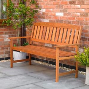 garden mile Three Seater Hardwood Garden Patio Bench 3 Seat Chair Garden Furniture Outdoor Chair Easy Assembly Waterproof Weatherproof Seating