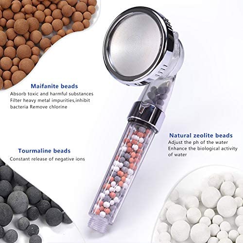 ComfiTech Shower Head, Ionic Shower Head with 2M Shower Hose, Filter Shower Head for Hard Water to Increase Pressure 3 Modes Spray Function Contains Extra Replaceable Filter Beads - Image 5