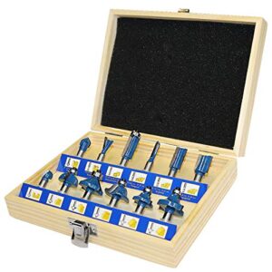 S&R Router Bits Set for Wood, 8 mm Shank, 12 pcs. - Extra Hardened Tungsten Carbide Cutting Edges, Milling Machine/Router Drill Bits for Woodwoorking