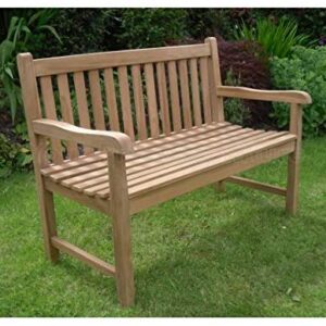 4ft 120cms 1.2m Chunky Teak 2 Seat Garden Park Bench Java Garden Furniture For Your Patio 1.2 metres