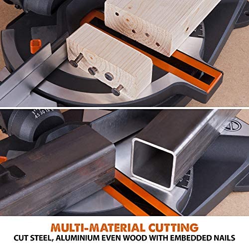 Evolution Power Tools 046-0001A R210CMS Compound Saw with Multi-Material Cutting, Bevel, 45 Degree Mitre, 3-Year Warranty, 1200 W, 230 V-Domestic - Image 5