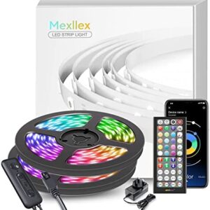 Led Strip Light 15M, Mexllex 15M Led Lights with Bluetooth APP and 44 Keys Remote,Music Sync Color Changing RGB SMD 5050 Led Light Strips, LED Lights for Bedroom Home Party Kitchen Decoration(2x7.5M)