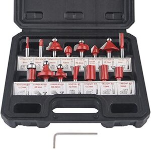 flintronic Router Bit Set, 15PCS 6.35mm 1/4 Inch Shank Tungsten Carbide Tipped Router Bit Set | Wood Milling Saw Cutter | Woodworking Tools Kit with Plastic Case for Home & DIY